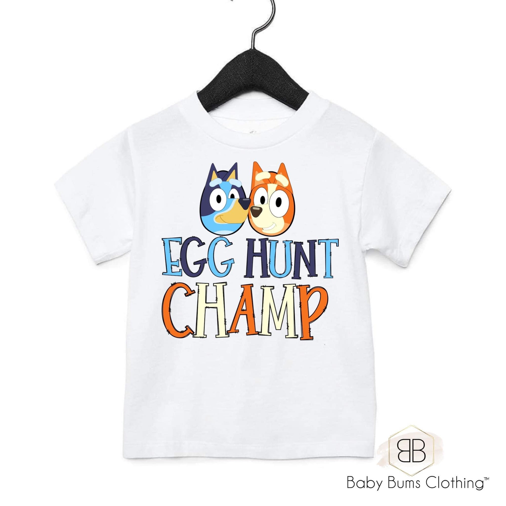 BLUE EGG HUNT CHAMP T-SHIRT - Baby Bums Clothing 