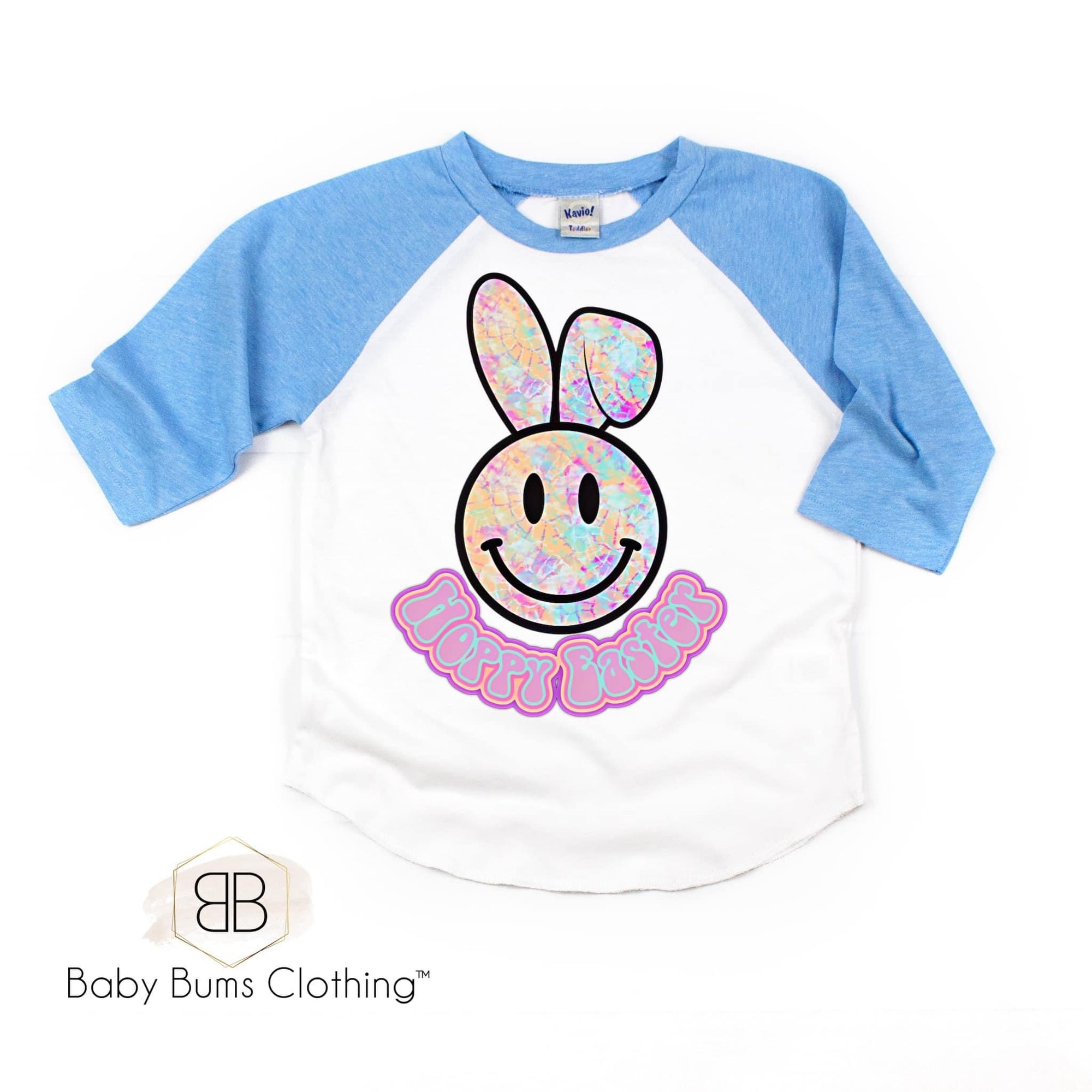 TIE DYE HOPPY EASTER SMILEY T-SHIRT - Baby Bums Clothing 